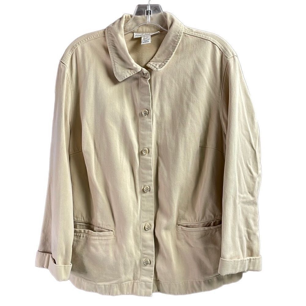JONES NEW YORK SPORT Ladies Tencel Cotton Denim Tan Button Up Jacket Size 1X